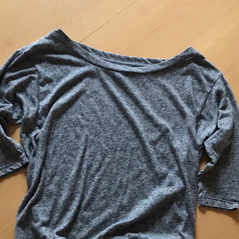 Heather grey, slouch, off the shoulder, 1/4 sleeve